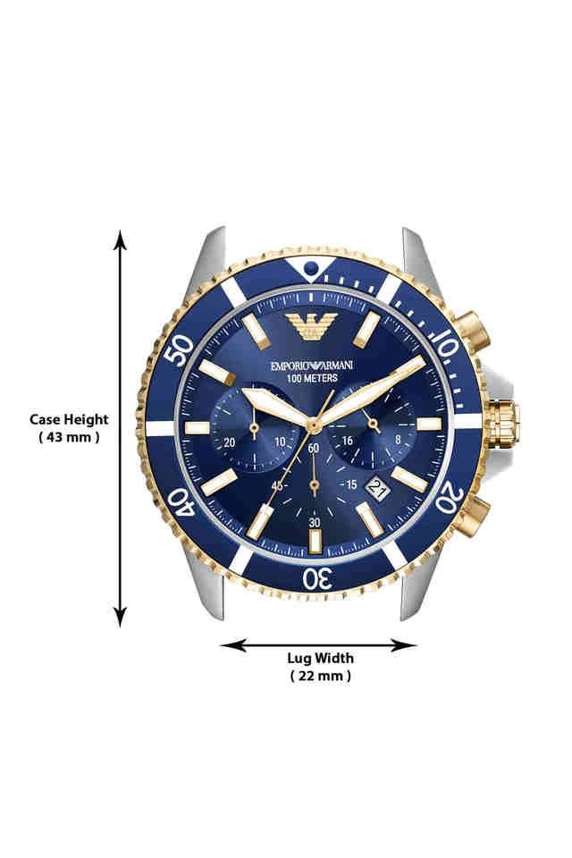 EA Mens Blue Dial Stainless Steel Chronograph Watch - AR11362