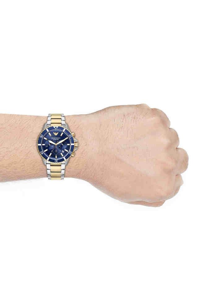EA Mens Blue Dial Stainless Steel Chronograph Watch - AR11362
