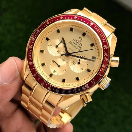 OM Speedmaster 50th Anniversary Apollo Gold Tone Mens Watch