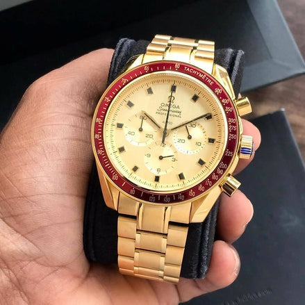 OM Speedmaster 50th Anniversary Apollo Gold Tone Mens Watch