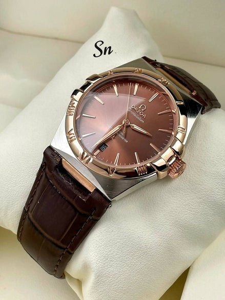 OM constellation mens watch. Leather belt