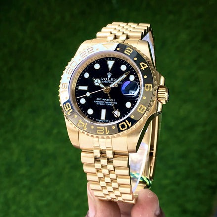 RX GMT Master Full Gold Black Dial Automatic Mens Watch