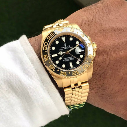RX GMT Master Full Gold Black Dial Automatic Mens Watch
