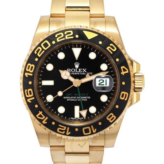 RX GMT Master Full Gold Black Dial Automatic Mens Watch